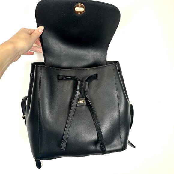 Michael Kors Black Leather Medium Sized Backpack Gold Hardware - Picture 2 of 9